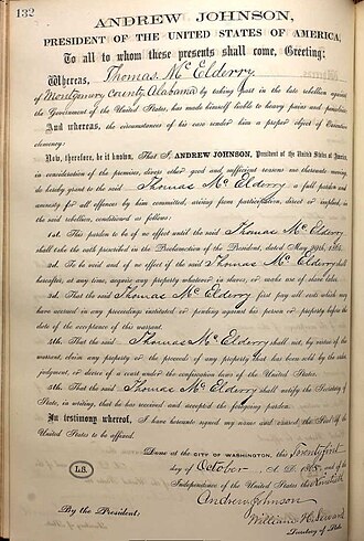 Pardons for ex-Confederates